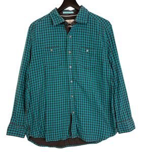 Tommy Bahama Button Down Double Faced Shirt Blue Brown Cotton - Size L